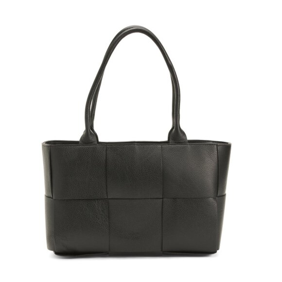 VIOLA CASTELLANI Black Made In Italy Leather Large Woven Satchel